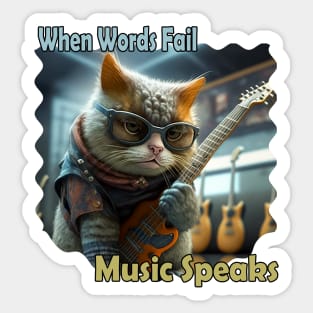 Music Speaks Cat musician Sticker